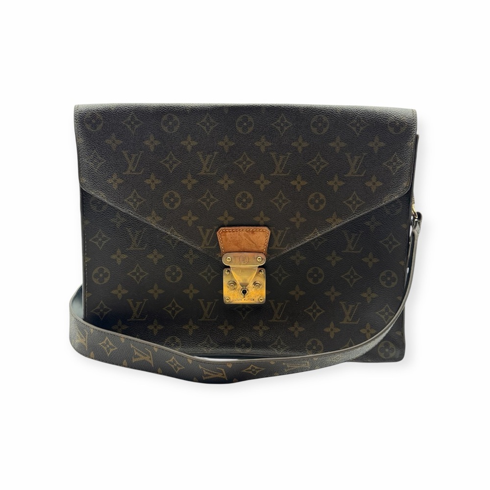 Louis Vuitton Monogram Porte Documents Senateur With Strap – Brown